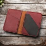 Handmade Genuine Leather Bifold Wallet – Vintage Vertical Cardholder for Men & Women Crazy horse Red Brown Leather Wallet themarkleather