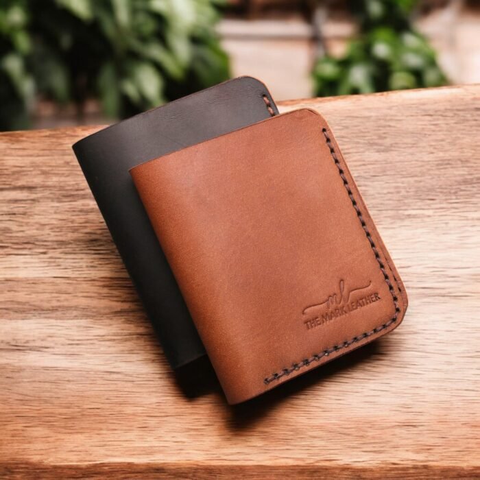 Handmade Cowhide Crazy Horse Leather Bifold Wallet – Vintage Cardholder for Minimalist, Birthday Gift themarkleather