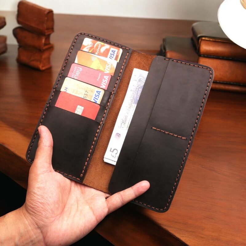 Handmade Leather Long Wallet for Men – Premium Full-Grain Leather Coat Wallet with Multiple Card Slots, Vintage Bifold Cardholder, Luxury Leather Purse, Personalized Roper Wallet – Perfect Gift for Him themarkleather.co.uk themarkleather.etsy.com themarkleather