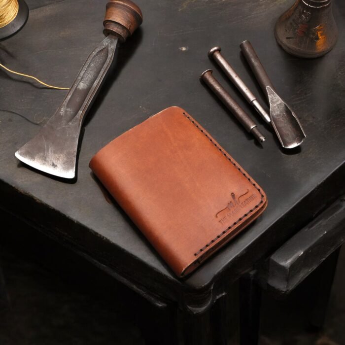 Personalized Bifold Wallet for Men, Crazy Horse Leather Wallet, Handmade Cowhide Card Holder, Slim Brown Leather Purse, Father's Day Gift