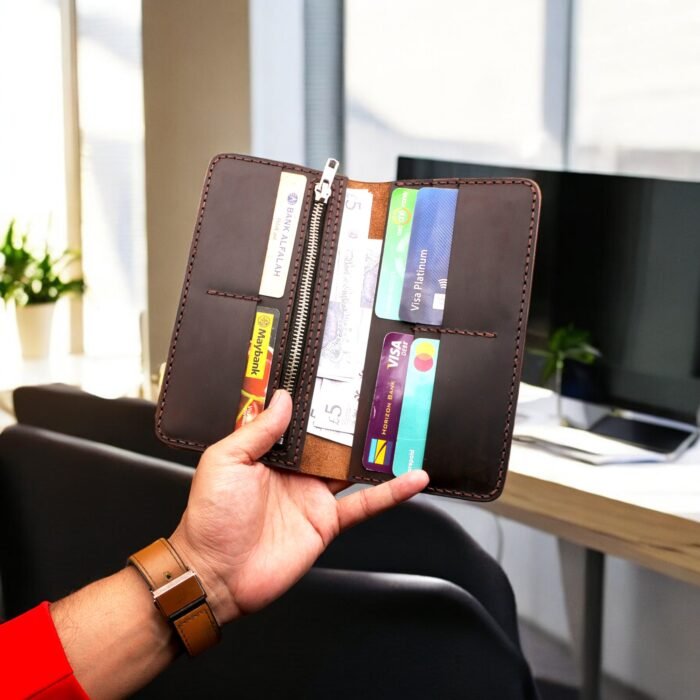 long leather wallet, cowboy wallet, handmade men’s wallet, coat wallet, leather bifold wallet, full grain leather, gift for him, roper wallet, zipped wallet, crazy horse leather, slim wallet, custom leather wallet, vintage men’s purse, men’s leather cardholder, brown leather wallet, themarkleather, themarkleather.com, themarkleather.co.uk, themarkleather.etsy.com